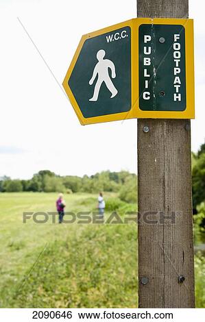 Stock Photograph - Public Footpath Signpost At Lacock, Wiltshire, Uk. Fotosearch