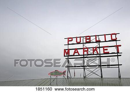 Public Market Sign View Large Photo Image Stock Image - Public Market Sign. Fotosearch