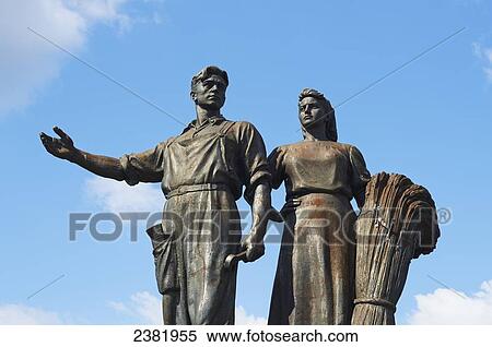 Public Soviet statue of male and female workers; Vilnius, Lithuania View Large Photo Image Stock Photography - Public Soviet statue of male and female workers; Vilnius, Lithuania. Fotosearch