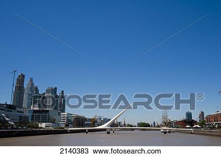 Stock Image - Puente De La Mujer By Architect Santiago Calatrava, Puerto Madero, Buenos Aires, Argentina. Fotosearch