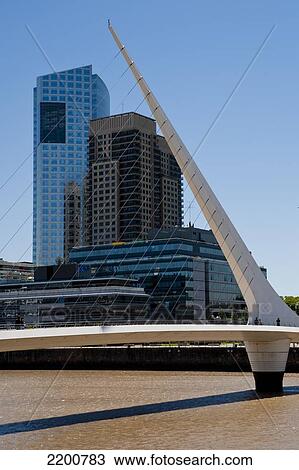Puente De La Mujer By Architect Santiago Calatrava, Puerto Madero, Buenos Aires, Argentina View Large Photo Image Stock Image - Puente De La Mujer By Architect Santiago Calatrava, Puerto Madero, Buenos Aires, Argentina. Fotosearch