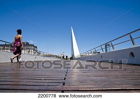 Stock Photo - Puente De La Mujer By Architect Santiago Calatrava, Puerto Madero, Buenos Aires, Argentina. Fotosearch