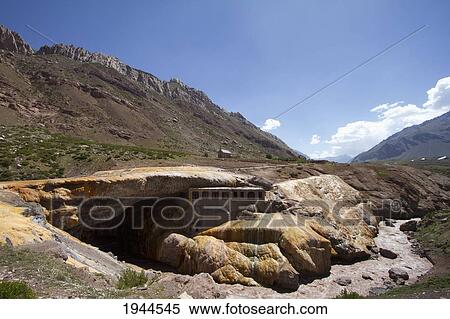 Stock Photography - Puente del Inca, a natural arch that forms a bridge over the Vacas River, a tributary of the Mendoza River, Mendoza, Argentina. Fotosearch