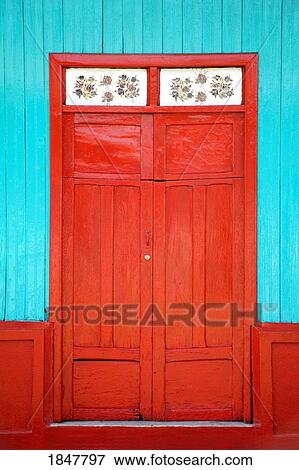 Stock Photo - Puerto Corinto, Chinandega, Nicaragua, Central America; Colorful Doorway. Fotosearch