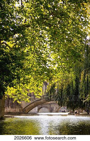 Stock Photograph - Punting On The River Cam; Cambridge England. Fotosearch