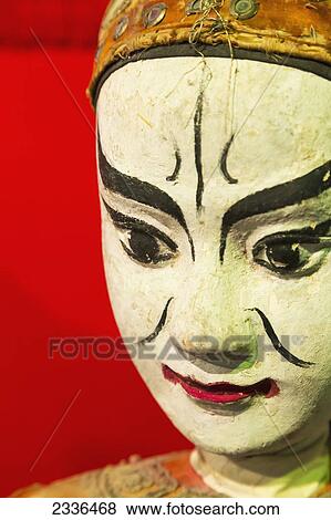 Stock Photo - Puppet Of A Clown Character Made Of Wood And Textiles And Used In Chinese Theatre Productions Exhibited In The Macau Museum; Macau, China. Fotosearch