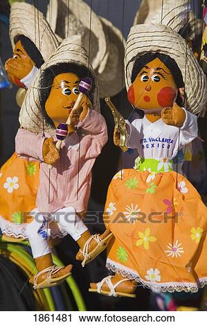 Stock Image - Puppets In Flea Market, Puerto Vallarta, Jalisco, Mexico. Fotosearch