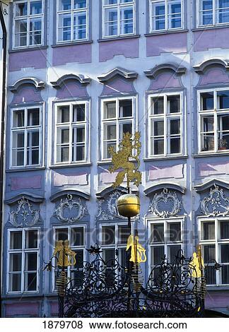 Stock Photo - Purple Building In Old Town. Fotosearch