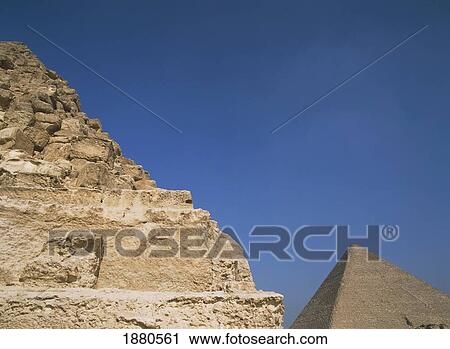 Stock Image - Pyramid Of Chephren And Great Pyramid Of Cheops. Fotosearch