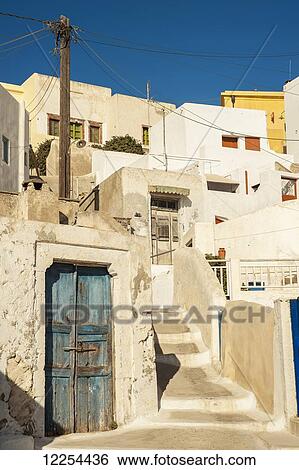 Stock Photograph - Pyrgos Kallistis; Santorini, Greece. Fotosearch