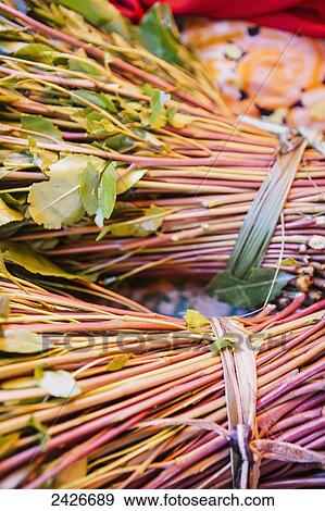 Stock Photo - Qat for sale in a market just outside the old city of Harar in Eastern Ethiopia; Harar, Ethiopia. Fotosearch