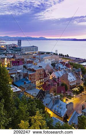 Quartier Petit Champlain At Dusk; Quebec City Quebec Canada View Large Photo Image Stock Photo - Quartier Petit Champlain At Dusk; Quebec City Quebec Canada. Fotosearch