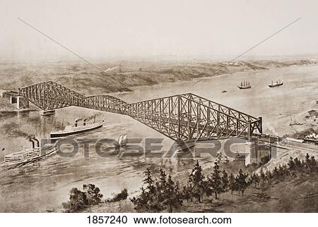 Stock Image - Quebec Bridge Over The St. Lawrence, Canada. From The Book The Outline Of History By H. G. Wells Volume 2, Published 1920.. Fotosearch