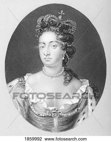 Stock Image - Queen Anne, 1665-1714 Queen Of Great Britain From 1702 To 1714. Second Daughter Of James Ii From The Book The Queens Of England, Volume Ii By Sydney Wilmot. Published London Circa. 1890.. Fotosearch