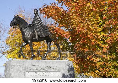 Stock Photograph - Queen Elizabeth Ii Equestrian Statue On Parliament Hill, Ottawa, Ontario, Canada. Fotosearch