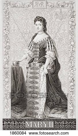 Picture - Queen Mary Ii, 1662-1694 Queen Of England Scotland And Ireland 1689-1694. Engraved By R. Anderson, Drawn By J. L. Williams After Sir Godfrey Kneller. From The Book ÃƒÂ¢Ã¢â€šÂ¬Ã…â€œIllustrations Of English And Scottish HistoryÃƒÂ¢Ã¢â€šÂ¬Ã‚Â Volume Ii. Fotosearch