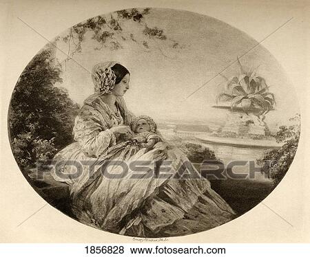 Stock Photo - Queen Victoria 1819-1901 And Prince Arthur 1850-1942 In 1850 Engraved By Emery Walker From The Picture By Winterhalter. From The Book The Letters Of Queen Victoria 1844-1853 Vol Iipublished 1907.. Fotosearch