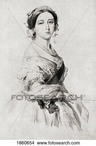 Picture - Queen Victoria, 1819-1901, In 1855. From A Portrait By F. Winterhalter. From The Book V. R. I. Her Life And Empire By The Marquis Of Lorne, K. T. Now His Grace The Duke Of Argyll.. Fotosearch