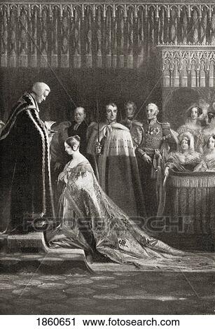 Stock Image - Queen Victoria, 1819-1901, Receiving The Holy Sacrament After Her Coronation. From The Painting By C. R. Leslie From The Book V. R. I. Her Life And Empire By The Marquis Of Lorne, K. T. Now His Grace The Duke Of Argyll.. Fotosearch