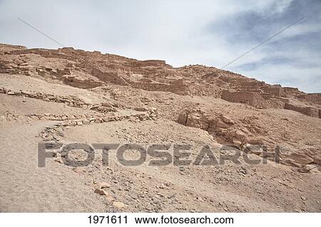 Stock Image - Quitor Pucara, A Pre-Columbian Fortress Built On A Cliff Near San Pedro De Atacama, Antofagasta Region, Chile. Fotosearch
