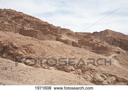 Stock Photo - Quitor Pucara, A Pre-Columbian Fortress Built On A Cliff Near San Pedro De Atacama, Antofagasta Region, Chile. Fotosearch