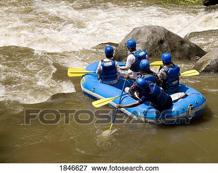 Rafters In Inflatable Raft By Rapid River View Large Photo Image Stock Photo - Rafters In Inflatable Raft By Rapid River. Fotosearch