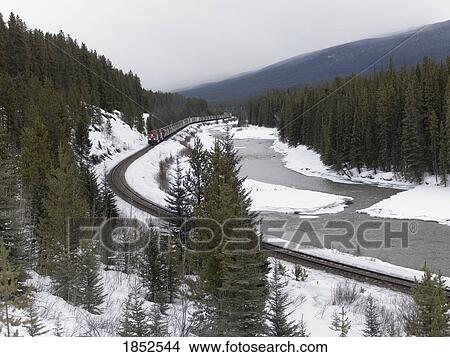 Picture - Railroad Through Banff, Alberta, Canada. Fotosearch