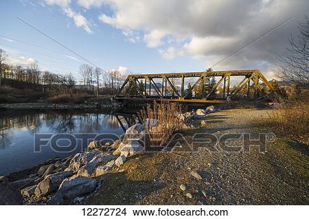 Picture - Railway bridge over the Seymour River, North Vancouver, British Columbia, Canada. Fotosearch