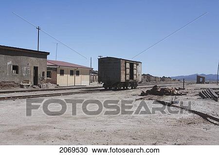 Stock Image - Railway Car, Colchani, Potosi Department, Bolivia. Fotosearch