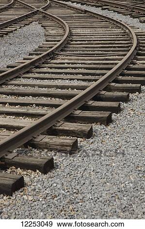 Stock Photo - Railway tracks; Edmonton, Alberta, Canada. Fotosearch