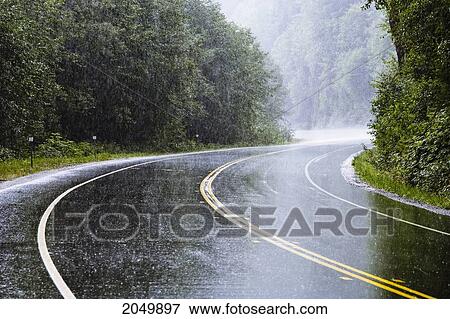 Stock Photo - Rain At Rainbow Summit On Yellowhead Highway Near Prince Rupert, British Columbia. Fotosearch