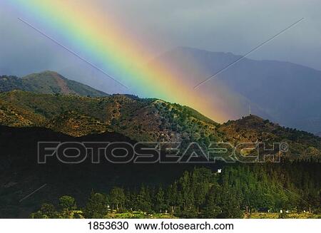 Rainbow Over Countryside View Large Photo Image Stock Image - Rainbow Over Countryside. Fotosearch
