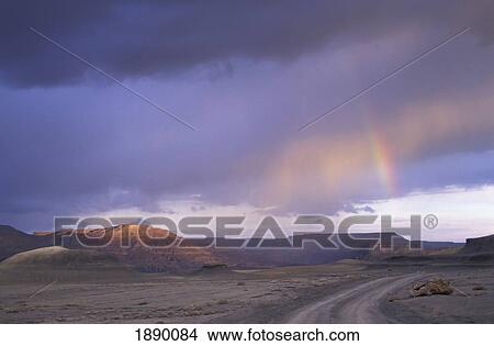 Rainbow Over Track In Glen Canyon At Dusk View Large Photo Image Picture - Rainbow Over Track In Glen Canyon At Dusk. Fotosearch