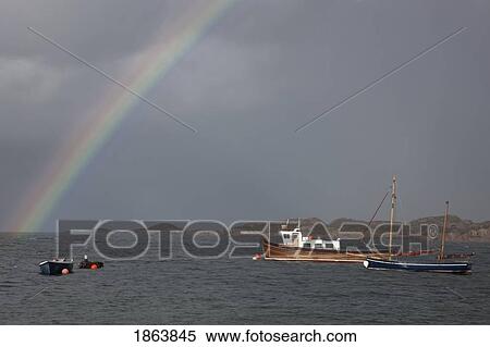 Stock Photography - Rainbow Over Water, Island Of Iona, Scotland. Fotosearch
