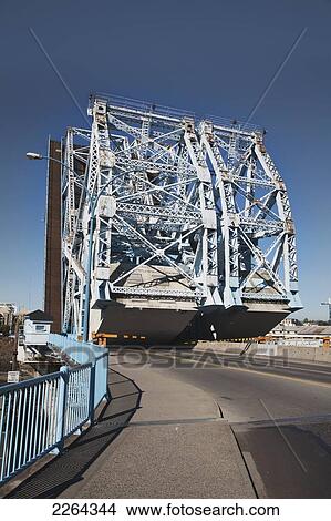 Picture - Raised drawbridge on road; victoria vancouver island british columbia canada. Fotosearch