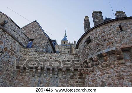 Stock Photography - Ramparts And Abbey Of Mont-Saint-Michel, France. Fotosearch