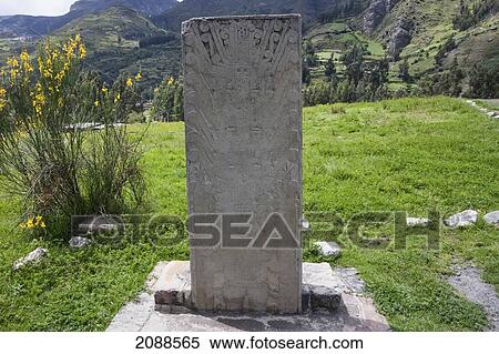 Stock Photography - Raymondi Stele, Chavin De Huantar, Ancash, Peru. Fotosearch