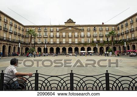 Picture - Real Academia De La Lengua Vasca In Plaza Nueva, Bilbao, Basque Country, Spain. Fotosearch