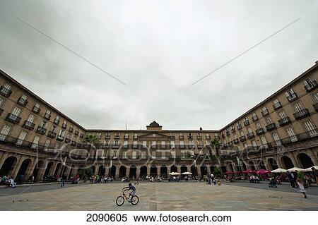 Stock Photography - Real Academia De La Lengua Vasca In Plaza Nueva, Bilbao, Basque Country, Spain. Fotosearch