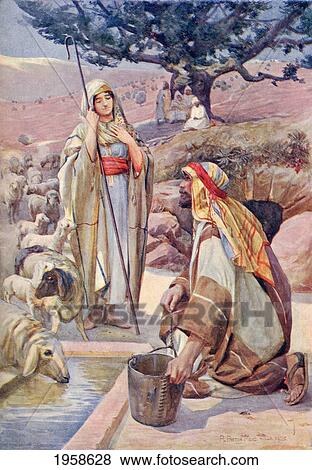 Stock Photo - Rebekah At The Well. From A Book Of Modern Palestine By Richard Penlake Published C. 1910.. Fotosearch