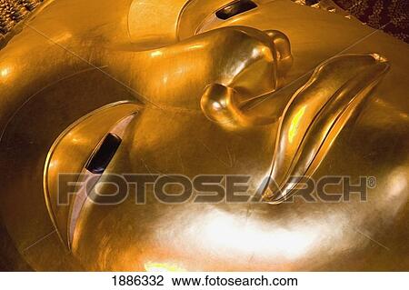 Stock Image - Reclining Buddha At Wat Pho, Close Up. Fotosearch