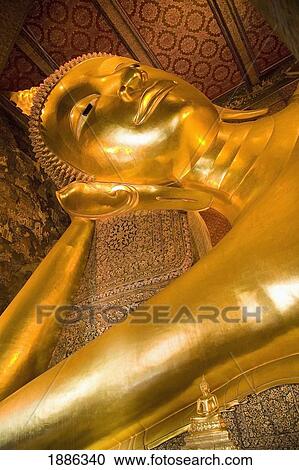 Reclining Buddha At Wat Pho, Low Angle View View Large Photo Image Stock Image - Reclining Buddha At Wat Pho, Low Angle View. Fotosearch