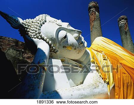 Reclining Buddha Statue At Wat Yai Chai Monghon, Ayuthaya, Thailand View Large Photo Image Stock Photograph - Reclining Buddha Statue At Wat Yai Chai Monghon, Ayuthaya, Thailand. Fotosearch