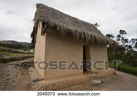 Stock Image - Reconstructed Inca House, Ingapirca Archaeological Complex, Canar, Ecuador. Fotosearch