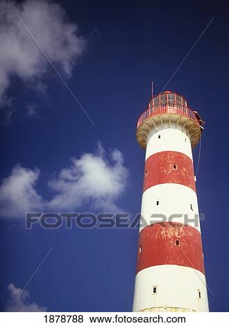Stock Photo - Red And White Striped Morant Point Lighthouse, Close Up. Fotosearch