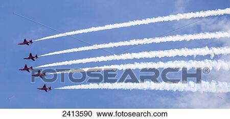 Stock Image - Red Arrows display team; Sunderland, Tyne and Wear, England. Fotosearch