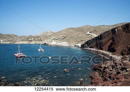 Stock Photography - Red Beach near Akrotiri; Santorini, Greece. Fotosearch