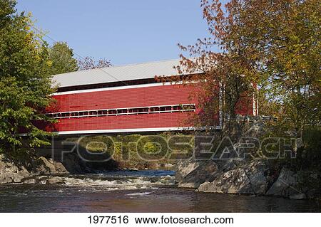 Stock Photograph - Red Covered Bridge; Adamsville Quebec Canada. Fotosearch