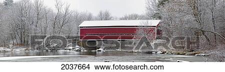 Red Covered Bridge In Winter; Adamsville Quebec Canada View Large Photo Image Picture - Red Covered Bridge In Winter; Adamsville Quebec Canada. Fotosearch