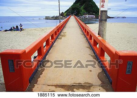 Red Footbridge On Beach Leading To Island View Large Photo Image Stock Photography - Red Footbridge On Beach Leading To Island. Fotosearch